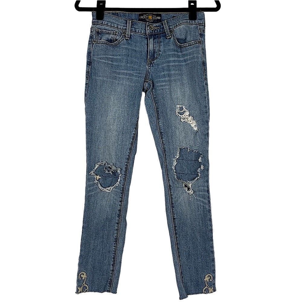 Lucky Brand Distressed The Charlie Skinny Denim Jeans - Women’s 24